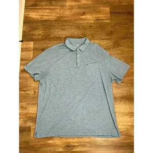 Vineyard Vines Edgartown Polo Heathered Blue Men's 2XL Short Sleeve Cotton Blend